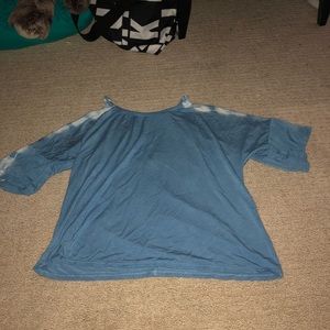 Cute blue tie-dye shoulder showing shirt